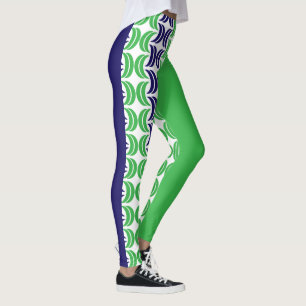 Chic Geometry: Blue Green Modern Leggings