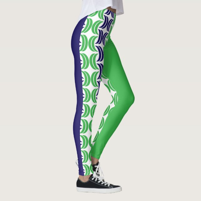 Chic Geometry: Blue Green Modern Leggings (Right)