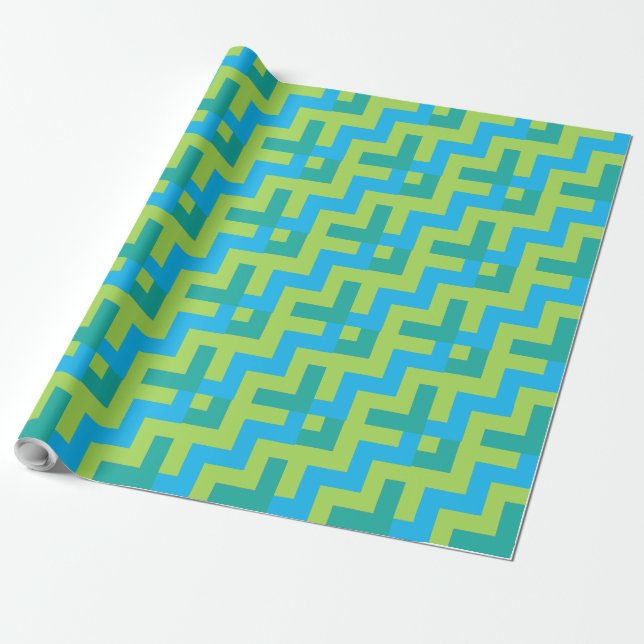 Chic Giftwrap : Emerald, Turquoise, Neon Green Wrapping Paper (Unrolled)