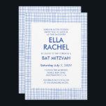 Chic Gingham Modern Custom QR CODE Bat Bar Mitzvah Invitation<br><div class="desc">Perfect card to announce a bat mitzvah, bar mitzvah or other Jewish celebration! Hand made gingham pattern for you! FULLY CUSTOMIZABLE! Click on “Personalize” above to edit the text and add your link to the qr code. Click "edit using design tool" to adjust the fonts, colors and placements and to...</div>