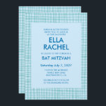 Chic Gingham Modern Custom QR CODE Bat Bar Mitzvah Invitation<br><div class="desc">Perfect card to announce a bat mitzvah, bar mitzvah or other Jewish celebration! Hand made gingham pattern for you! FULLY CUSTOMIZABLE! Click on “Personalize” above to edit the text and add your link to the qr code. Click "edit using design tool" to adjust the fonts, colors and placements and to...</div>