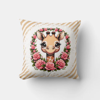Chic Giraffe with Floral Crown Cushion