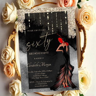 Chic Girl Glitter 60th Birthday  Invitation