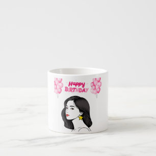 Chic Girl Happy Birthday Pink Balloons Elegant Co Espresso Cup