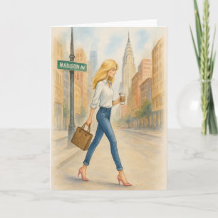 Chic Girl on Madison Ave in NYC Card