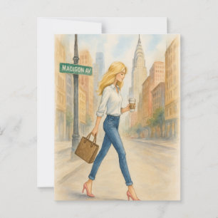 Chic Girl on Madison Ave in NYC Postcard