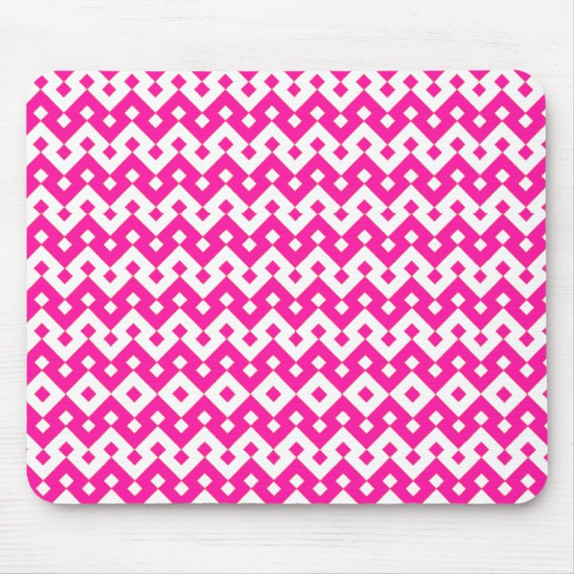 Chic  Girlie Mousepad, Candy Pink Geometric Mouse Pad (Front)