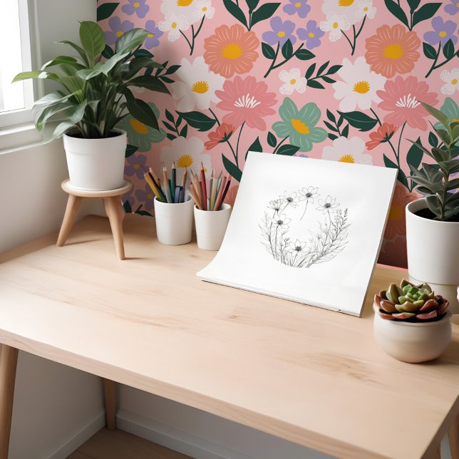 Chic Girly Bold Floral Botanical Pattern Wallpaper (Chic Girly Bold Floral Botanical Pattern Wallpaper)