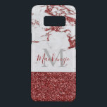 Chic Girly Burgundy Pink Glitter Marble Monogram Case-Mate Samsung Galaxy S8 Case<br><div class="desc">Chic Girly Personalised Burgundy Pink Glitter Marble Monogram Phone Case. This design features our luxurious burgundy pink faux glitter on a classic marble background. Add your name and monogram for the ideal gift. Perfect for her! To personalise further, please click the "customise further" link and use the design tool to...</div>