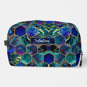 Chic girly faux Glitter Turquoise blue geometric Dopp Kit