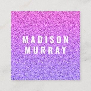 Chic, Girly & Glam Lilac Purple Glitter Ombre Square Business Card