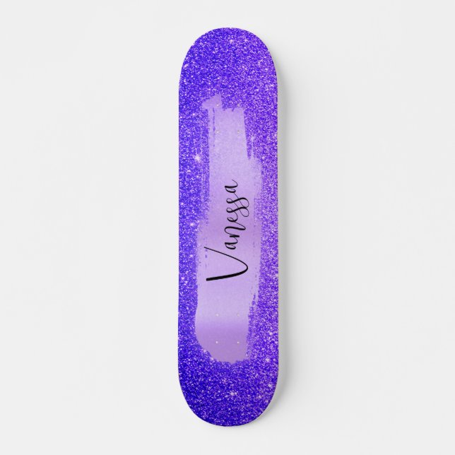 Chic Girly Glitter Personalised Skateboard (Front)