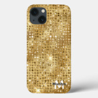 Chic Girly Gold Diamond Glitter Monogram Name