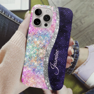 Chic girly iridescent unicorn rainbow  iPhone 16 pro case