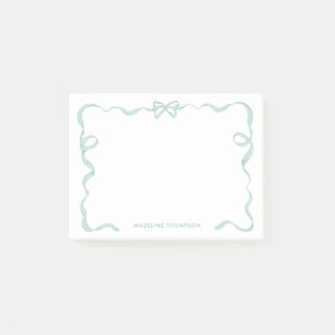 Chic Girly Mint Green Bow Ribbon Frame Post-it Notes