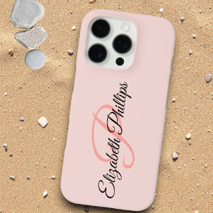 Chic Girly Misty Rose Monogram Letter iPhone 16 Pro Case