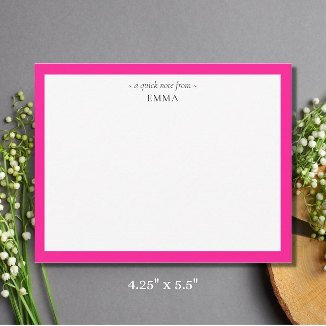 Chic Girly Modern Hot Pink Correspondence  Card (Creator Uploaded)