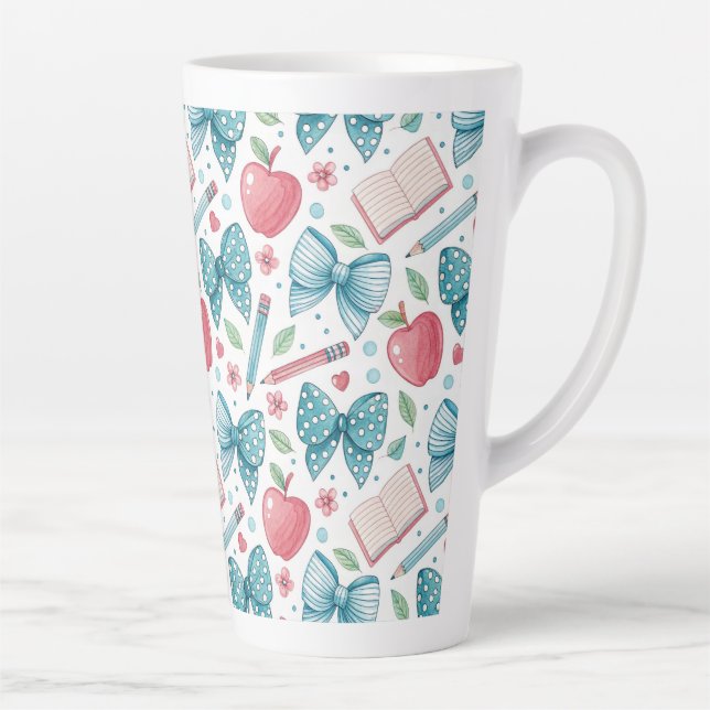 Chic Girly Pattern Teacher Latte Mug (Right)