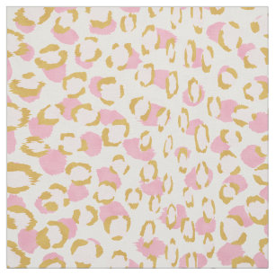 Chic girly pink and gold cheetah print pattern fabric