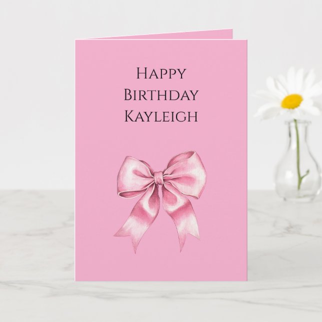 Chic Girly Pink Bows Birthday Card (Small Plant)