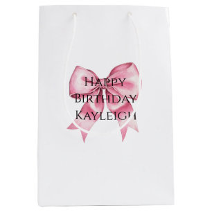 Chic Girly Pink Bows Birthday Medium Gift Bag