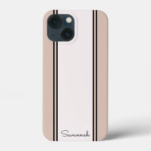 Chic Girly Pink Custom Name Modern Black Stylish iPhone 13 Mini Case