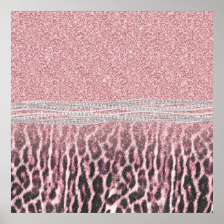 Chic Girly Pink Leopard animal print Glitter Image