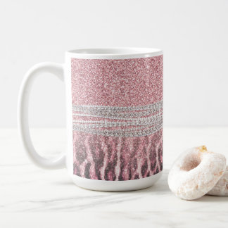 Chic Girly Pink Leopard animal print Glitter Image Coffee Mug