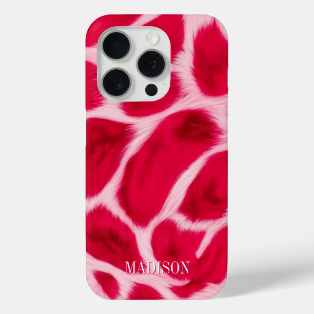 Chic Girly Pink Red Leopard Animal Print Custom Case-Mate iPhone Case (Back)