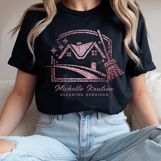 Chic girly Purple Glitter House Cleaning Service T-Shirt (Creator Uploaded)