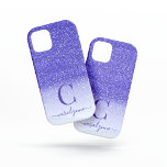 Chic Girly Purple Ombre Sparkle Glitter iPhone 13 Pro Case<br><div class="desc">Personalised Girly Purple Ombre Glitter phone case with faux ultraviolet purple glitter and space for your name and monogram. Very trendy and chic for your girly aesthetic.  Please contact us at cedarandstring@gmail.com if you need assistance with the design or matching products.</div>