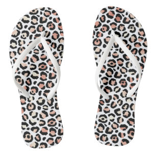 Chic Girly Rose Gold Leopard Print Jandals