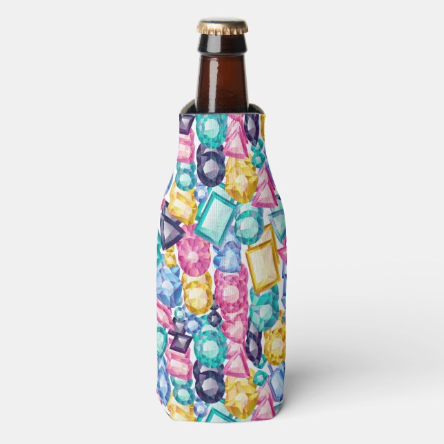 Chic Girly Shiny Diamond Gemstones Bottle Cooler (Bottle Front)