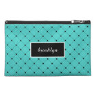 Chic Girly Turquoise and Black Polka Dots