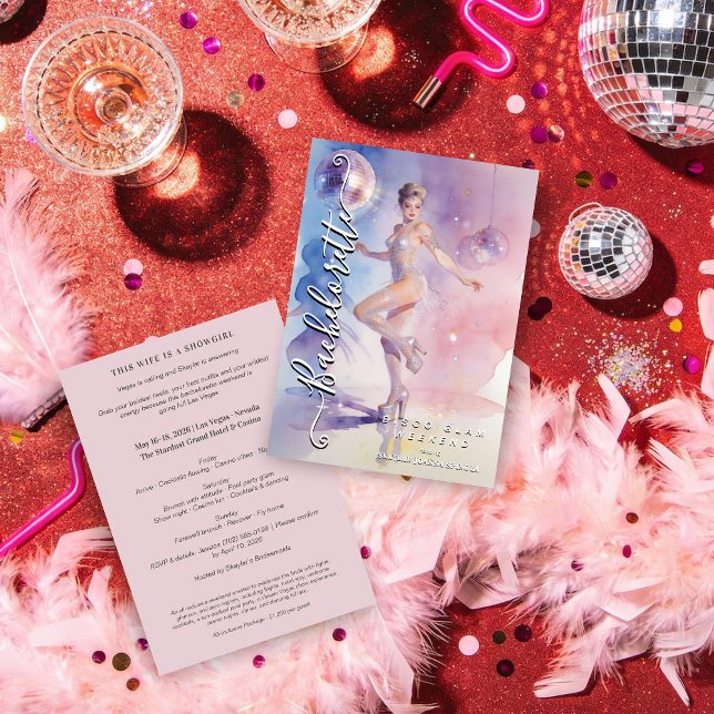 Chic Glam and Funny Disco Go-Go Dancer Invitation (Chic Glam and Funny Disco Go-Go Dancer Wedding Bachelorette Weekend Invitations Cards.)