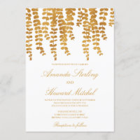 Chic glam gold foil dropping ivy leaves wedding