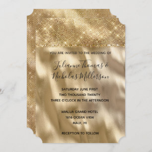 Chic Glam Gold Sparkle Wedding Invitation