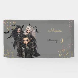 Chic glam gothic scary girl birthday party banner