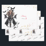 Chic glam gothic scary girl birthday party wrapping paper sheet<br><div class="desc">scary Gothic girl birthday party item for  girls</div>