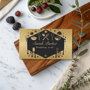Chic glam Personal Chef Catering Gold Business Card