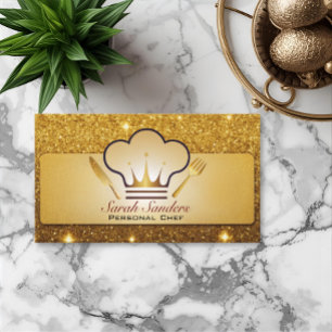 Chic glam Personal Chef Catering Gold Glitter  Business Card