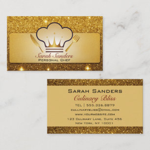 Chic glam Personal Chef Catering Gold Glitter  Business Card