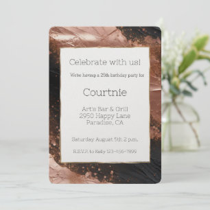 Chic Glam Rose Gold Black Birthday Invitation