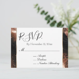 Chic Glam Rose Gold Black Wedding RSVP Enclosure Card