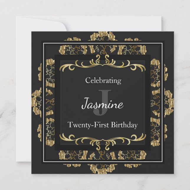 Chic Glamourous Gold Birthday Invitation (Front)