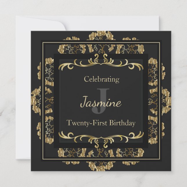 Chic Glamourous Gold Birthday Invitation (Front)