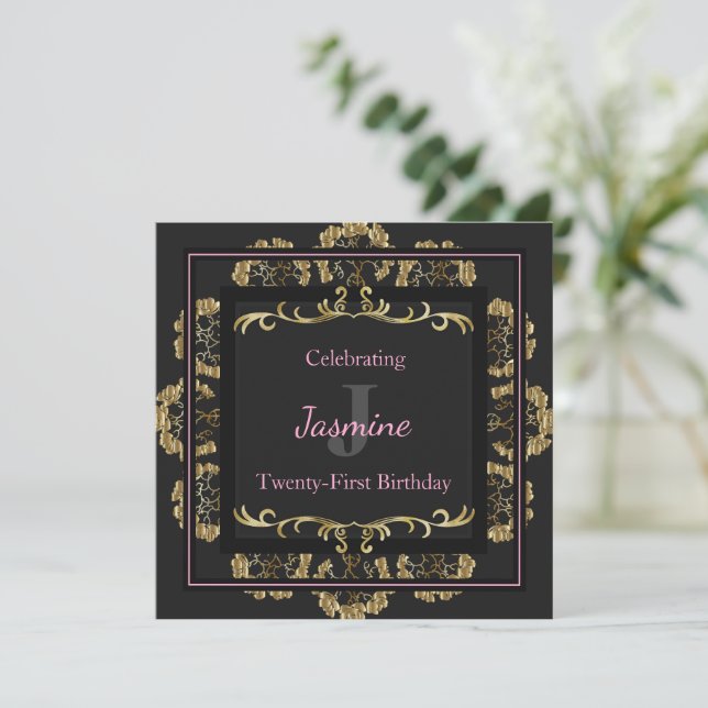 Chic Glamourous Gold Birthday Invitation (Standing Front)