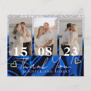Chic Glitter Budget Wedding Photo Thank you cards