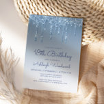 Chic Glitter Drip Blue 18th Birthday Invitation<br><div class="desc">This trendy 18th birthday invitation features a sparkly blue faux glitter drip border and blue ombre background. The words "18th Birthday" and the name of the guest of honour appear in casual blue handwriting script, with the rest of the customisable text in blue sans serif font. The same blue glitter...</div>