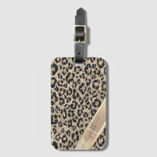 Chic Glitter Leopard Pattern Monogram      Luggage Tag